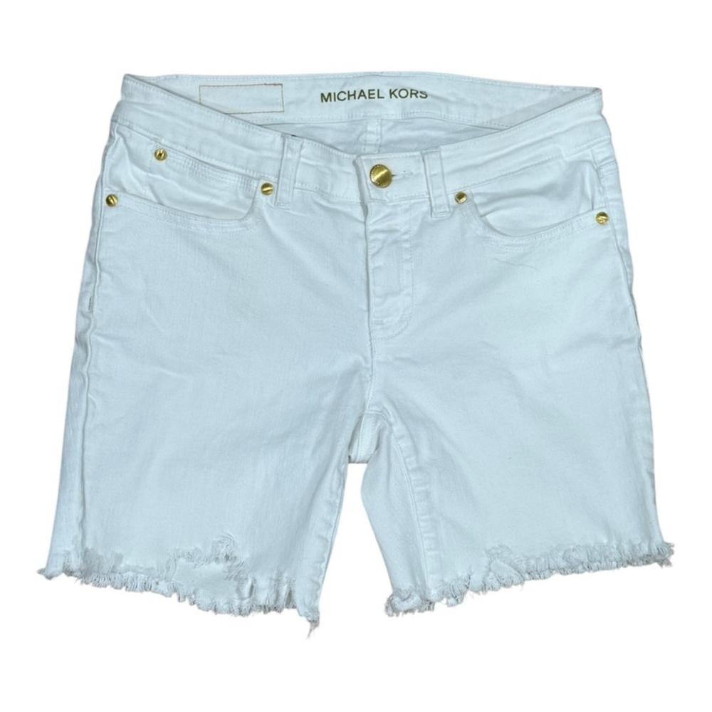 Michael Kors Women’s Size 2 Skinny White Denim Shorts - Distressed